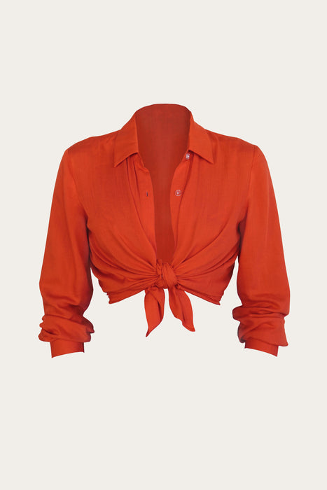 Papaya Orange Button Up