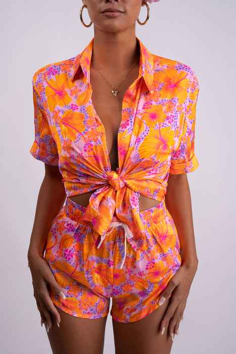 Hibiscus Button Up